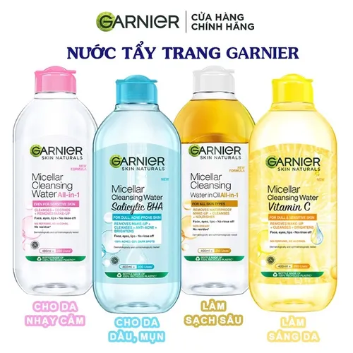 Nước Tẩy Trang Garnier Dành Cho Da Dầu Và Mụn 400ml (Mới) Micellar Cleansing Water For Oily & Acne-Prone Skin New