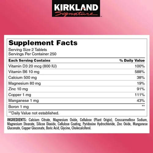 Viên Uống Hỗ Trợ Xương Khớp Kirkland Calcium Citrate Magnesium and Zinc 500 Viên