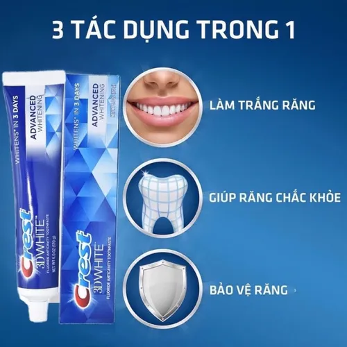 Kem Đánh Răng Crest 3D White 147g Advanced Whitening Của Mỹ