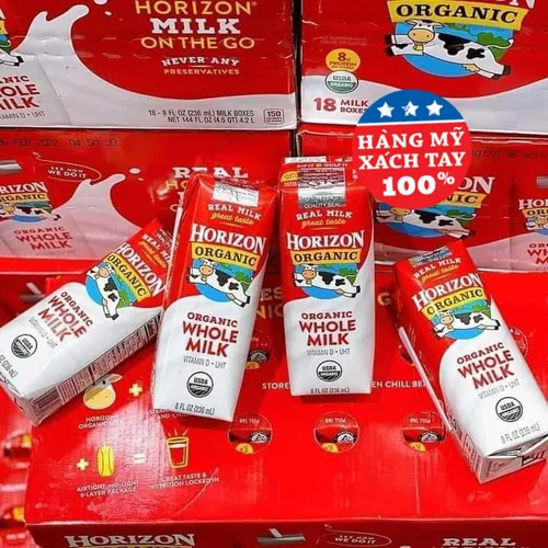 Sữa Tươi Horizon Organic Whole Milk của Mỹ thùng 18 hộp