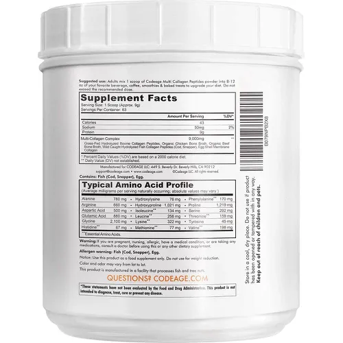 Bột Uống Bổ Sung Collagen Hydrolyzed Multi Collagen Peptides CodeAge 567g