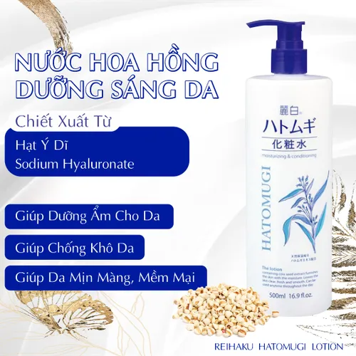 Nước Hoa Hồng Ý Dĩ Reihaku Hatomugi Lotion 500Ml
