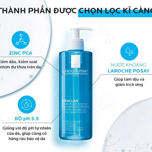 Gel rửa mặt cho da dầu nhạy cảm La Roche-Posay Effaclar Purifying Foaming Gel For Oily Sensitive Skin 400ML