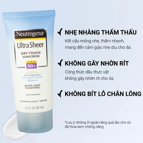 Kem Chống Nắng Neutrogena Ultra Sheer Dry Touch Khô Thoáng SPF 50 PA+++ 88ml