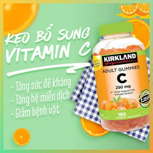 Kẹo C 250mg Adults Gummies Kirkland 180 viên