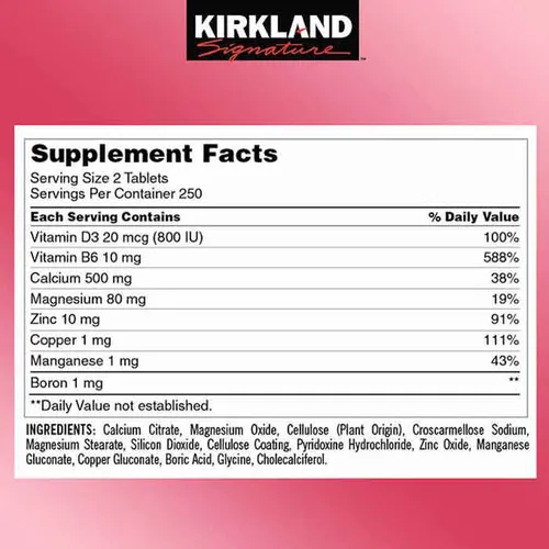 Viên uống Canxi Kirkland Calcium 600mg + D3 hộp 500 viên của Mỹ