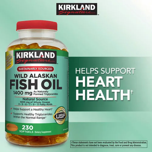 Viên uống Dầu Cá Alaska Kirkland Signature Wild Alaskan Fish Oil 1400 mg 230 viên của Mỹ