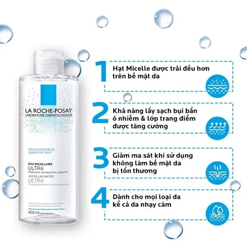Nước Tẩy Trang Dành Cho Da Nhạy Cảm La Roche-Posay Micellar Water Ultra Sensitive Skin 400 ML