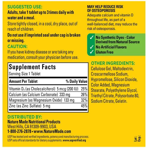 Viên Uống Hỗ Trợ Xương Khớp Calcium Magnesium Zinc With D3 của Mỹ 300 Viên