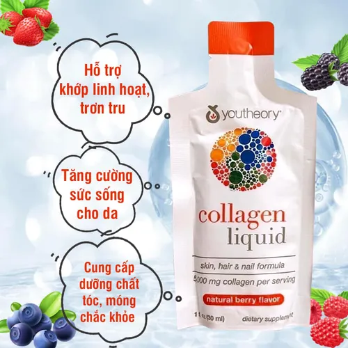Nước uống Youtheory Collagen Liquid 30 gói x 30ml của Mỹ