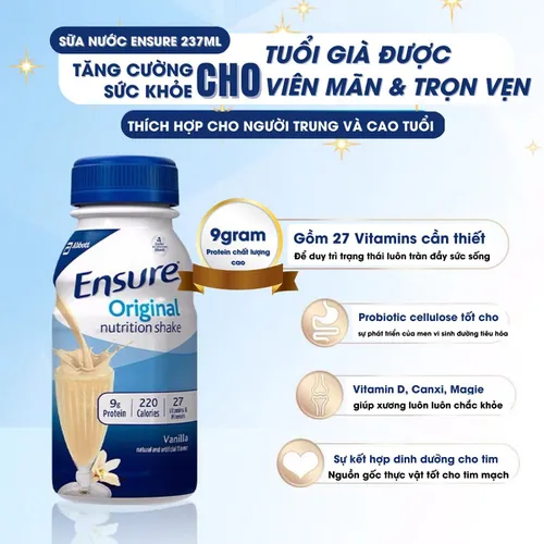 Sữa Ensure Original Vanilla 237ml Thùng 30 chai