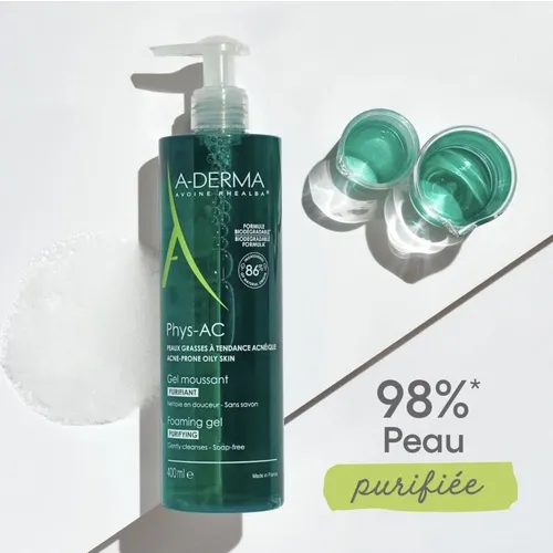 Gel Rửa Mặt A-Derma Phys-AC Purifying Foaming Cho Da Dầu