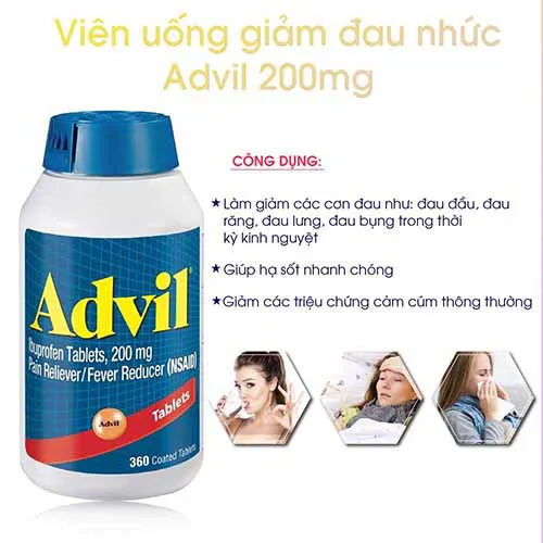 Thực phẩm chức năng Thuốc giảm đau hạ sốt Advil 300 viên của Mỹ