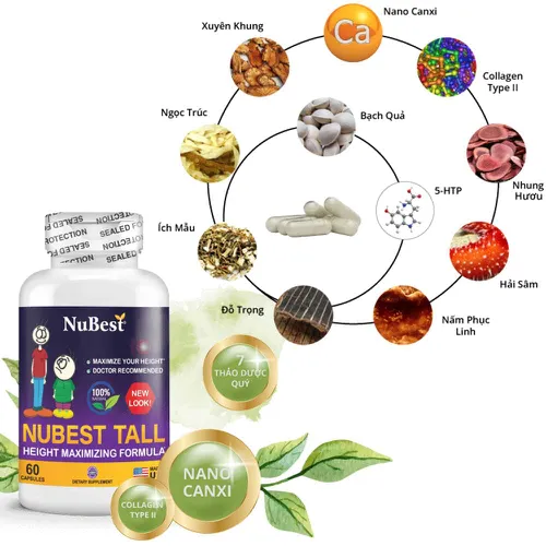 Viên Uống Hỗ Trợ Tăng Chiều Cao Cho Trẻ Nubest Tall 60 Viên