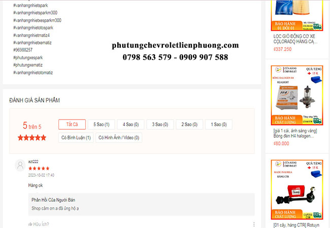 feed back từ khách hàng của Liên Phương với phụ tùng chevrolet chất lượng feed back từ khách hàng của Liên Phương với phụ tùng chevrolet chất lượng