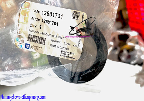 Puly tăng tổng rãnh nhựa xe Chevrolet Colorado Tem mác và mã số chính hãng của Puly tăng tổng rãnh nhựa xe Colorado