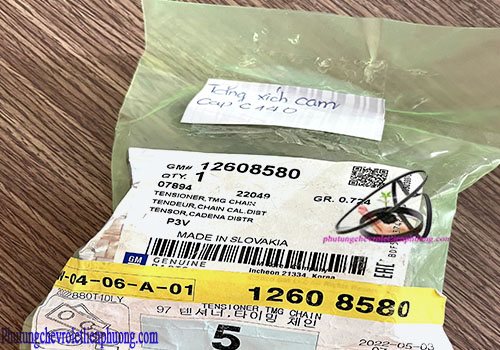 Tăng xích cam xe Chevrolet Captiva C140 Tem mác và mã số chính hãng tăng xích cam xe Chevrolet Captiva C140