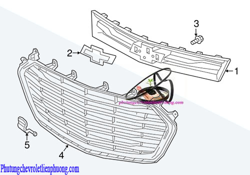 Mặt ca lăng dưới xe Chevrolet Trax chính hãng Sơ đồ vị trí mặt ca lăng dưới xe Chevrolet Trax