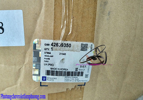 Đèn pha LED Chevrolet Captiva 2016-2017 chính hãng Tem mác và mã số chính hãng đèn pha LED Captiva 2016-2017