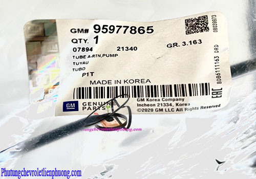 Ống hồi xăng cho bình xăng xe Chevrolet Gentra,Aveo Tem mác và mã số chính hãng ống hồi xăng cho bình xăng xe Gentra,Aveo