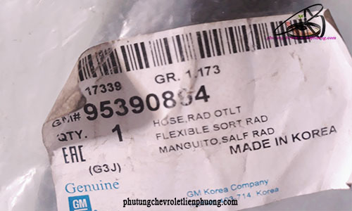 ống nước dưới của xe Chevrolet Cruze Chi tiết tem mác chính hãng của ống nước dưới xe Cruze