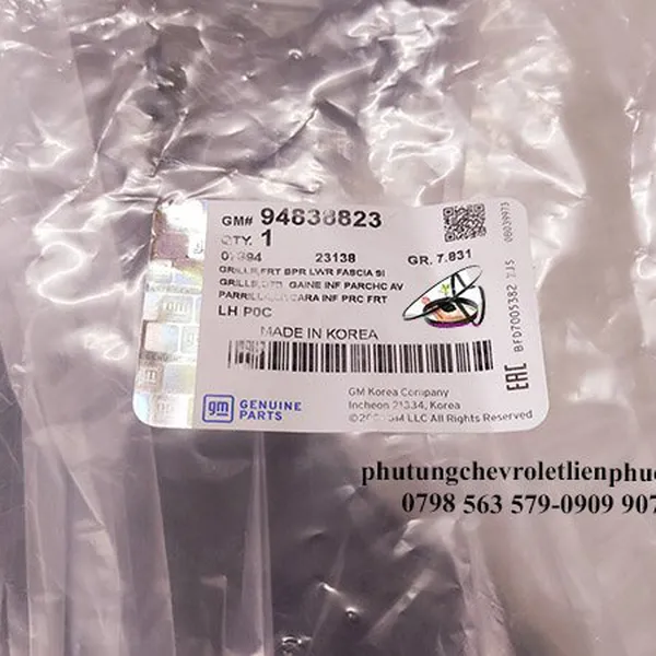 Lưới cản dưới trước trái chevrolet captiva chính hãng mã 94838823