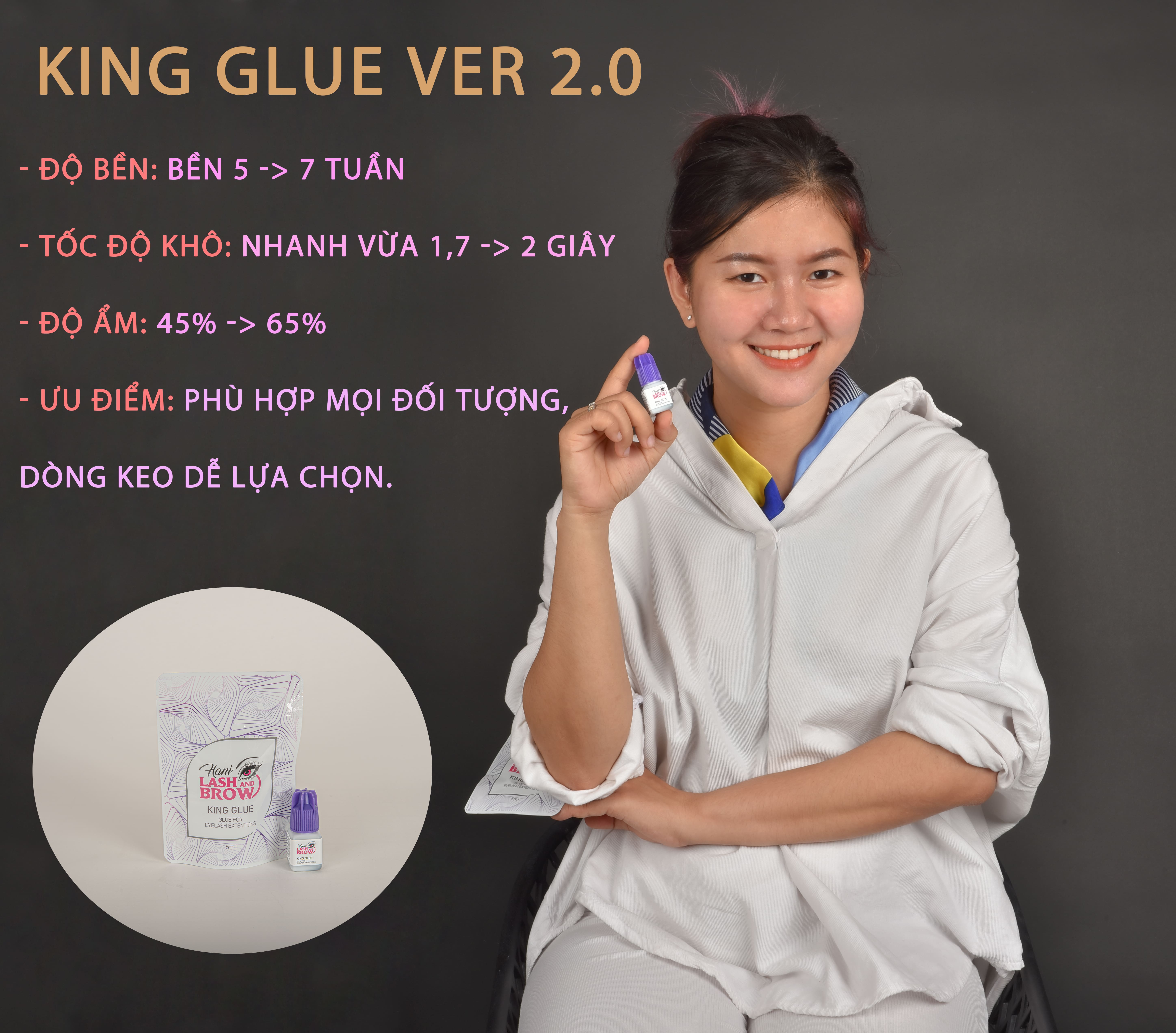 Keo Nối Mi Khô Vừa King Glue - Siêu Bền - Ít Cay - Hani Lash