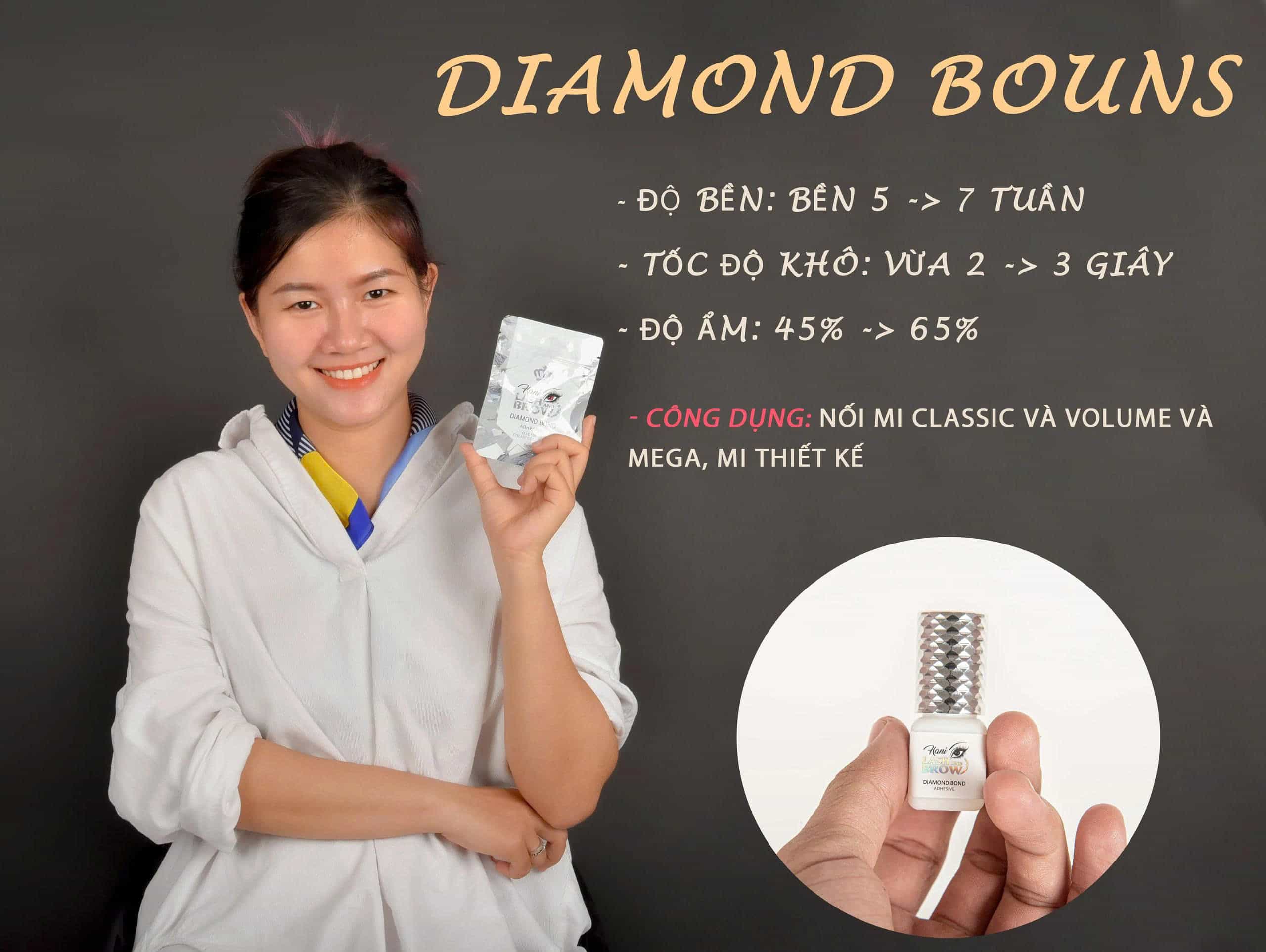 Đặc điểm chính của keo nối mi trong suốt Diamond Bond.