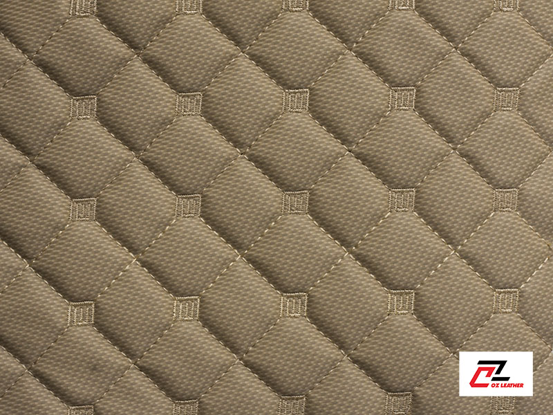 Vật liệu ốp trần Da PVC Da PVC cacbon hình vuông kem chỉ kem Vật liệu ốp trần Da PVC Da PVC cacbon hình vuông kem chỉ kem