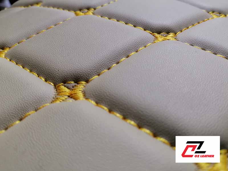 Soi bề mạt da PVC hình thoi nhẵn kem chỉ vàng Soi bề mạt da PVC hình thoi nhẵn kem chỉ vàng