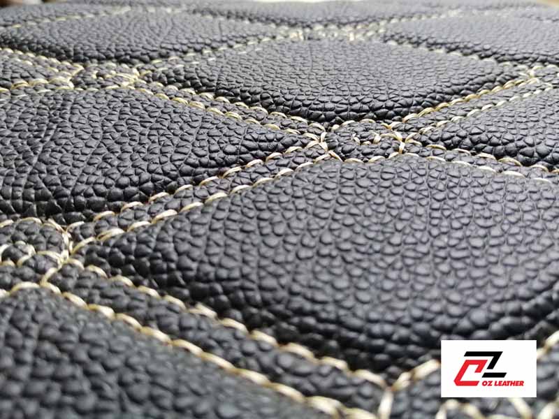 Cận cảnh bề mặt da PVC sần có vân sắc sảo Cận cảnh bề mặt da PVC sần có vân sắc sảo