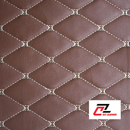 Vật liệu lót sàn 5D da PVC hình thoi sần cam chỉ kem - B8 Vật liệu lót sàn 5D da PVC hình thoi sần cam chỉ kem - B8