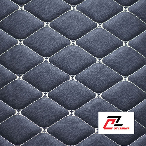 Vật liệu lót sàn 5D Da PVC hình thoi sần đen chỉ trắng - B7 Vật liệu lót sàn 5D Da PVC hình thoi sần đen chỉ trắng - B7