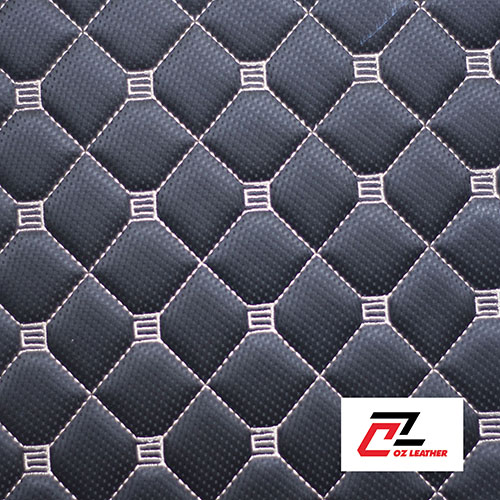 Vật liệu lót sàn Da PVC hình vuông cacbon đen chỉ trắng - A6  Vật liệu lót sàn 5D Da PVC hình vuông cacbon đen chỉ trắng - A6