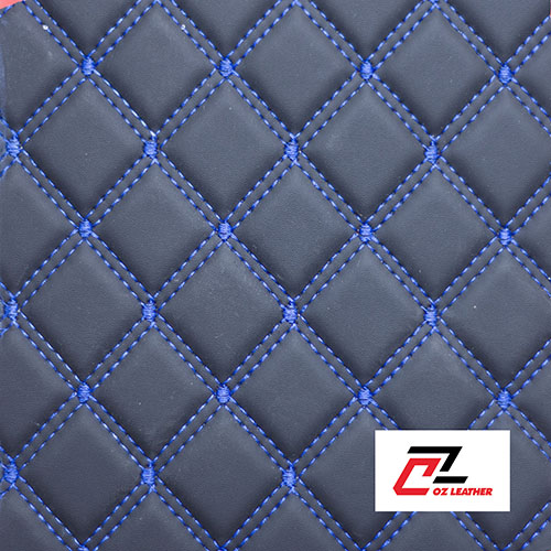 Lót sàn Da PVC hình vuông nhẵn đen chỉ xanh 2 đường chỉ - B5 Lót sàn Da PVC hình vuông nhẵn đen chỉ xanh 2 đường chỉ - B5