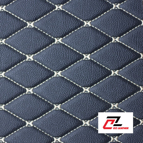 Da PVC hình thoi sần đen chỉ kem Da PVC hình thoi sần đen chỉ kem