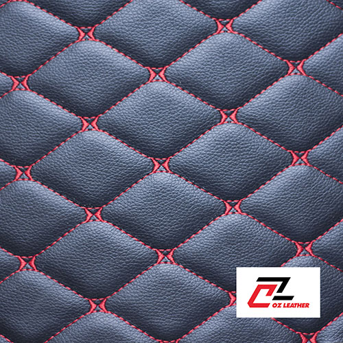 Lót sàn 5D Da PVC hình thoi sần đen chỉ đỏ - B11 Lót sàn 5D Da PVC hình thoi sần đen chỉ đỏ - B11