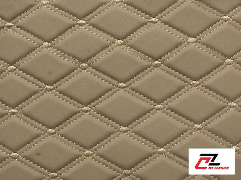 Da PVC  hình thoi sần kem chỉ kem 2 đường chỉ