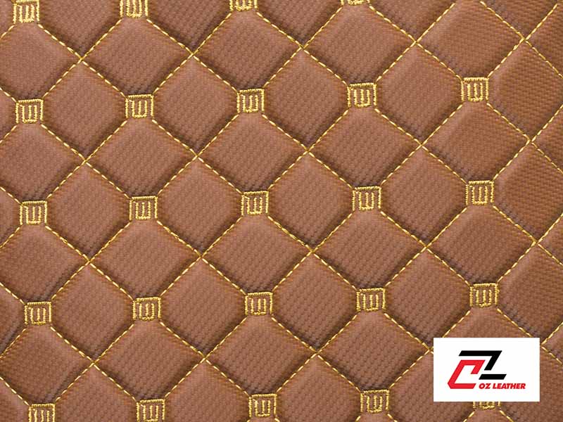 Da PVC hình vuông cacbon cam chỉ vàng Da PVC hình vuông cacbon cam chỉ vàng