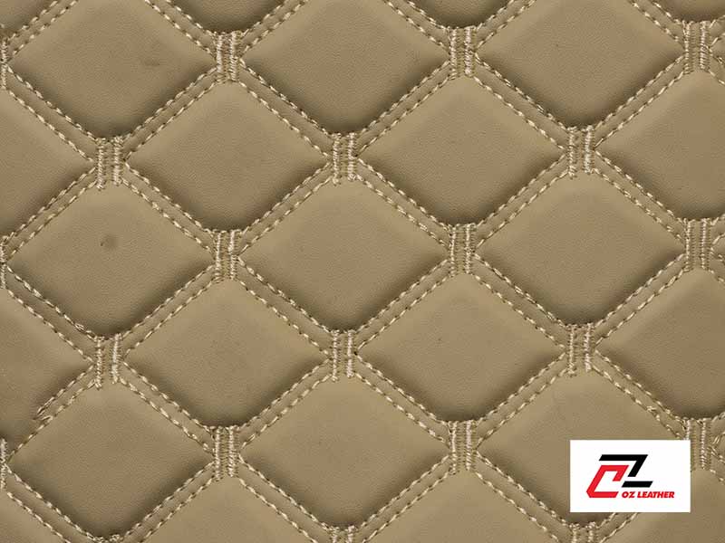 Vật liệu ốp trần Da Pvc hình thoi nhẵn kem chỉ kem 2 đường chỉ