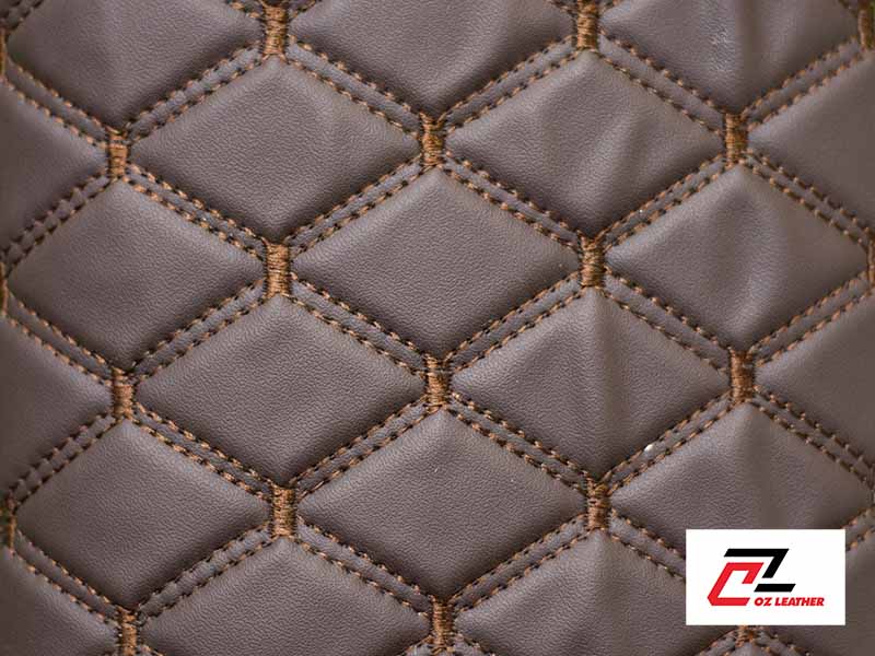 Vật liệu ốp trần Da PVC hình thoi nhẵn nâu chỉ nâu 2 đường chỉ Vật liệu ốp trần Da PVC hình thoi nhẵn nâu chỉ nâu 2 đường chỉ