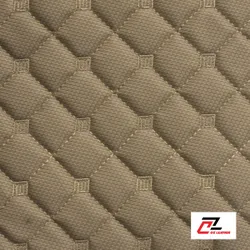 Da PVC cacbon hình vuông kem chỉ kem