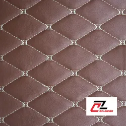 Da PVC hình thoi sần cam chỉ kem - B8