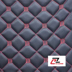 Da PVC hình vuông cacbon đen chỉ đỏ - A4