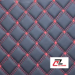 Da PVC hình vuông nhẵn đen chỉ đỏ 2 đường chỉ - B4