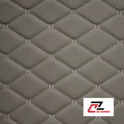 Da PVC hình thoi sần kem chỉ kem - B9