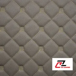 Da PVC lót sàn hình vuông cacbon kem chỉ vàng - A2