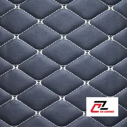 Da PVC hình thoi sần đen chỉ trắng - B7