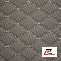 Da PVC hình thoi cacbon kem chỉ kem - A8