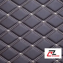 Da PVC hình thoi cacbon nâu chỉ kem 2 đường chỉ - A9